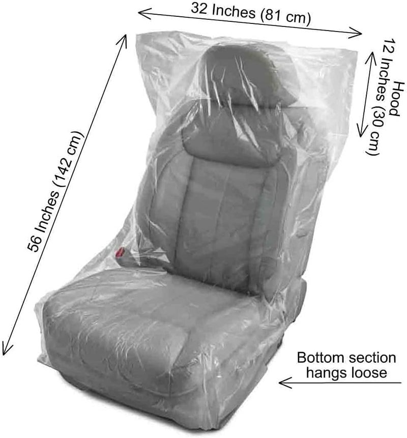 JESUNK 100 Pieces Disposable Seat Covers, Car Disposable Universal Plastic Seat Covers for Airplane Seats, Salon Chairs, Restaurant Seats, Bus Seats & More (100 Pieces) - Image 2